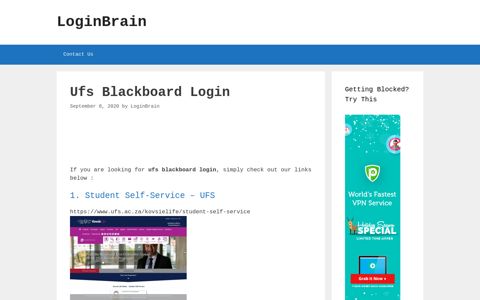 Ufs Blackboard - Student Self-Service - Ufs - LoginBrain