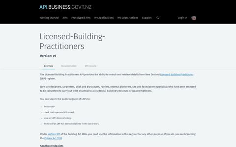 Licensed-Building-Practitioners - API Store