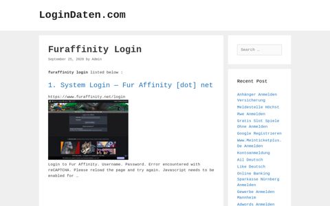 Furaffinity - System Login -- Fur Affinity [Dot] Net
