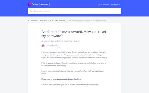 I've forgotten my password. How do I reset my password ...