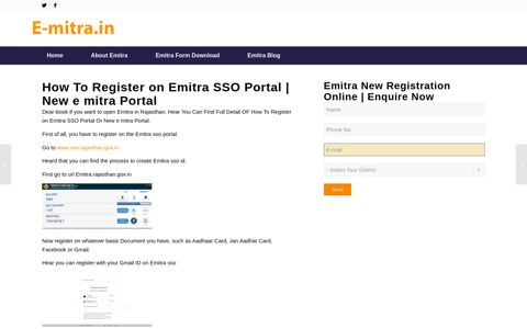 How To Register on Emitra SSO Portal - e-mitra