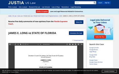 JAMES E. LONG vs STATE OF FLORIDA :: 2019 :: Florida ...