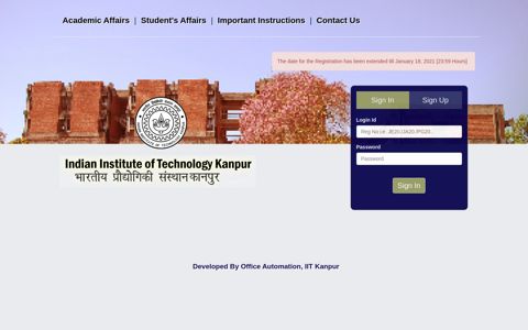 IITK - New Student Registration Online Portal - IIT Kanpur
