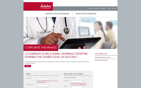 Jubilee Life Online Health Portal - Login