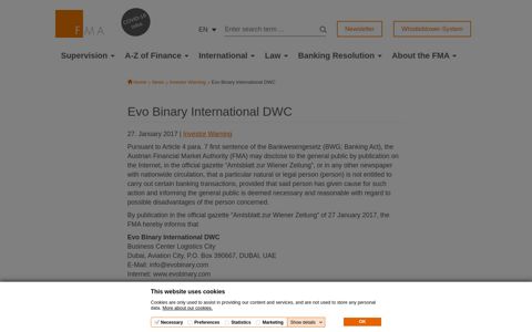 Evo Binary International DWC | FMA Österreich