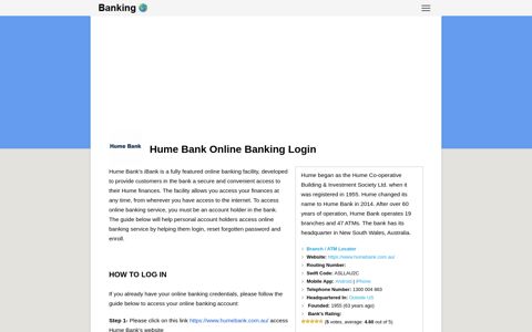 Hume Bank Online Banking Login - BankingLogin.US