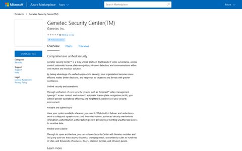 Genetec Security Center(TM) - Microsoft Azure Marketplace