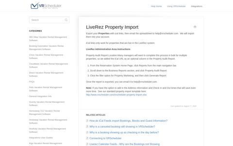 LiveRez Property Import - VRScheduler Knowledge Base