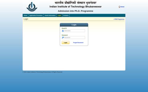 Login | PHD Application | IIT Bhubaneswar