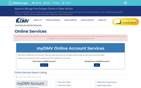 Online Services - Division of Motor Vehicles
