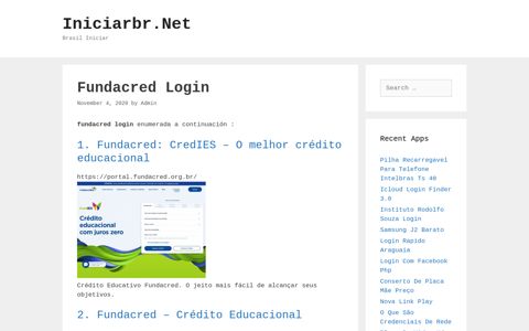 Fundacred Login - Iniciarbr.Net