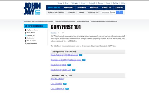 CUNYfirst 101 | John Jay College of Criminal Justice