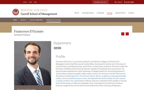 Francesco D'Acunto - Carroll School of Management - Boston ...