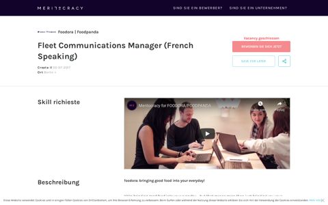 Foodora | Foodpanda Fleet Communications Manager (French ...