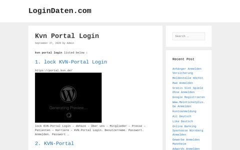 Kvn Portal - Lock Kvn-Portal Login - LoginDaten.com