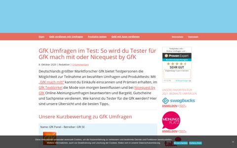 ᐅ GfK Tester werden 2020: Nicequest, AskGfK und Machmit ...