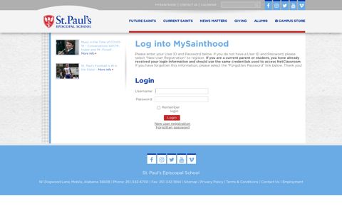 MySainthood Login - St. Paul's Episcopal School - Mobile ...