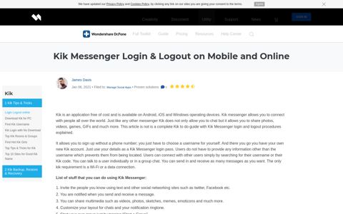 Kik Messenger Login & Logout Mobile and Online- Dr.Fone