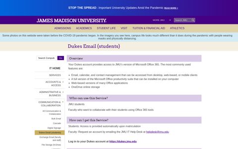 Dukes Email (students) - James Madison University