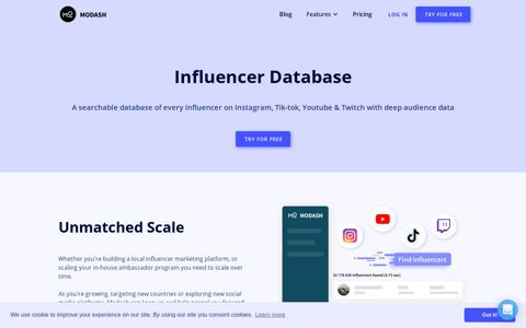 An Influencer database free of charge | Modash.io
