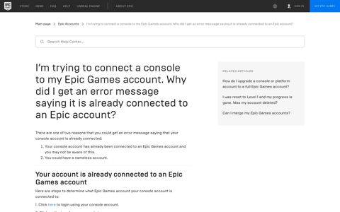 I'm trying to connect a console to my Epic Games account ...