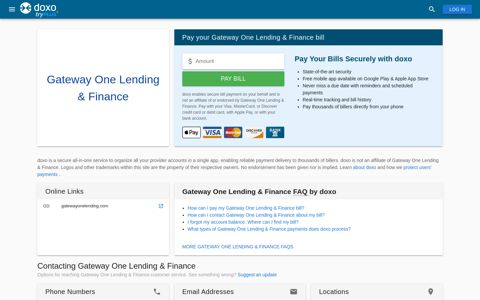 Gateway One Lending & Finance | Pay Your Bill Online | doxo ...