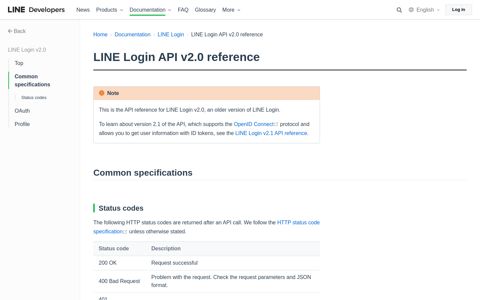 LINE Login API v2.0 reference | LINE Developers