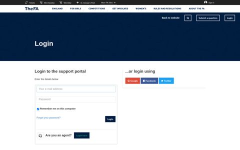 Login - FA Support Portal - The Football Association