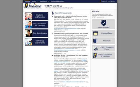 Indiana's ISTEP+ Portal