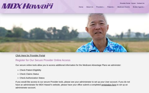 Provider Portal Page Link - MDX Hawaii