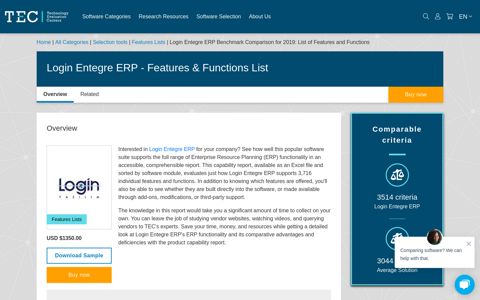 Login Entegre ERP - Features, Functions & Modules List | TEC