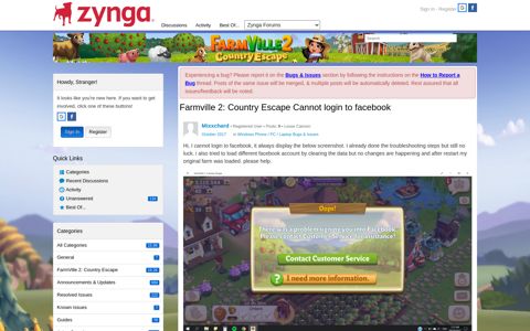 Farmville 2: Country Escape Cannot login to facebook ...