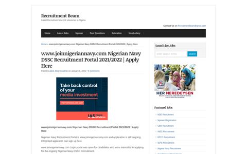 www.joinnigeriannavy.com Nigerian Navy DSSC Recruitment ...