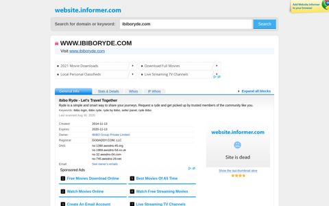 ibiboryde.com at WI. ibibo Ryde - Let's Travel Together