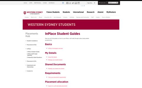 InPlace Student Guides | Western Sydney University