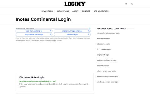 Inotes Continental Login ✔️ One Click Login - Loginy