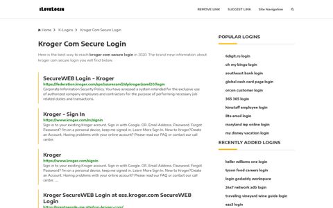 Kroger Com Secure Login ❤️ One Click Access - iLoveLogin