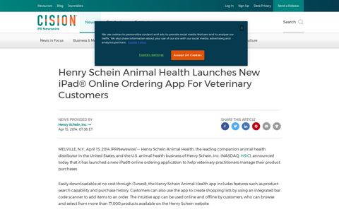Henry Schein Animal Health Launches New iPad® Online ...