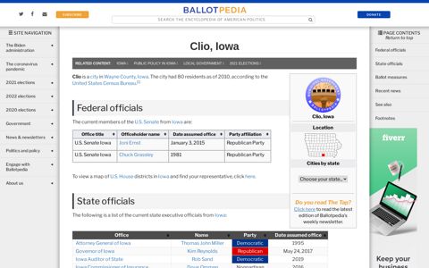 Clio, Iowa - Ballotpedia