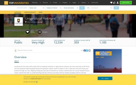 University of Fort Hare : Rankings, Fees & Courses Details ...
