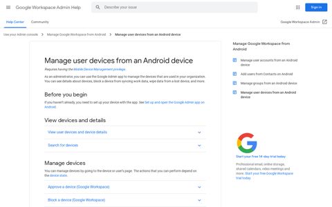Manage user devices from an Android device - Google Support