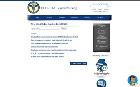 Florida Board of Nursing » New MQA Online Services Portal ...