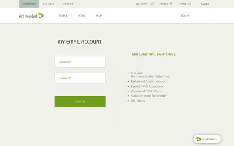 Etisalat.ae - Consumer Login Page - Etisalat UAE