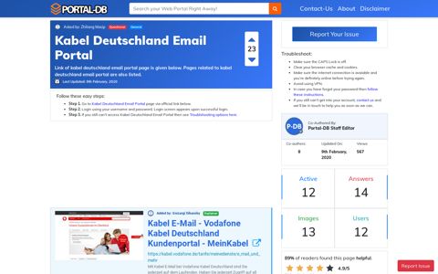 Kabel Deutschland Email Portal - Portal-DB.live