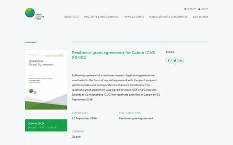 Readiness grant agreement for Gabon (GAB‐RS‐001) | Green ...