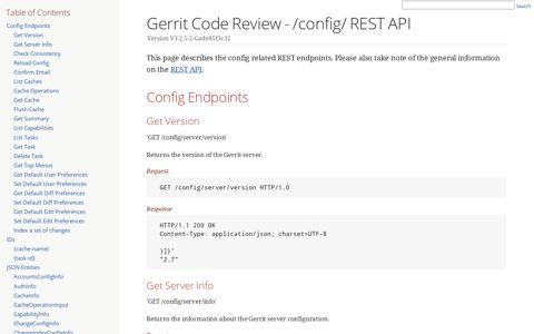 Gerrit Code Review - /config/ REST API