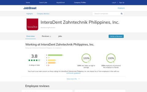 Working at InteraDent Zahntechnik Philippines, Inc. company ...