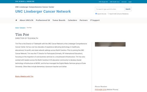 Tim Poe - UNC Lineberger Cancer Network
