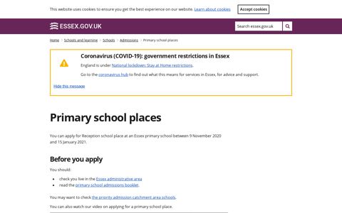 Primary school places - Essex County Council