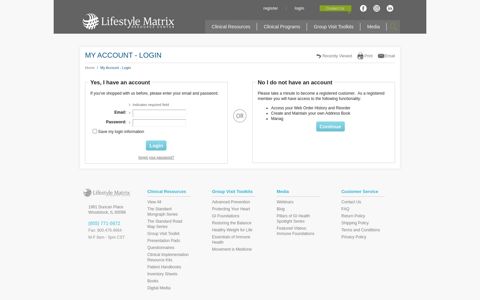 My Account - Login | The Lifestyle Matrix